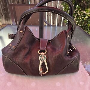 Dooney & Bourke Chocolate Brown Leather Shoulder/Tote Bag with Gold Hardware
